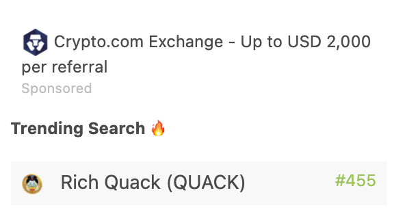 RichQuack's tweet photo. $50 in #BNB | 24H

Like, RT, Comment
#RichQUACK trending number 1 on #CoinGecko 

#RichQUACK #QUACKattack #QUACKarmy $QUACK #crypto #Cryptos #trendingcoin #Trendingtoken https://t.co/89uBuDl5Sk