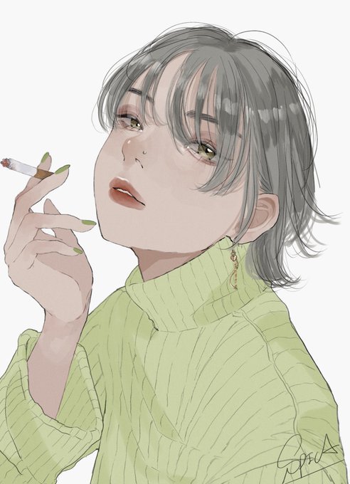 タバコ女子のtwitterイラスト検索結果