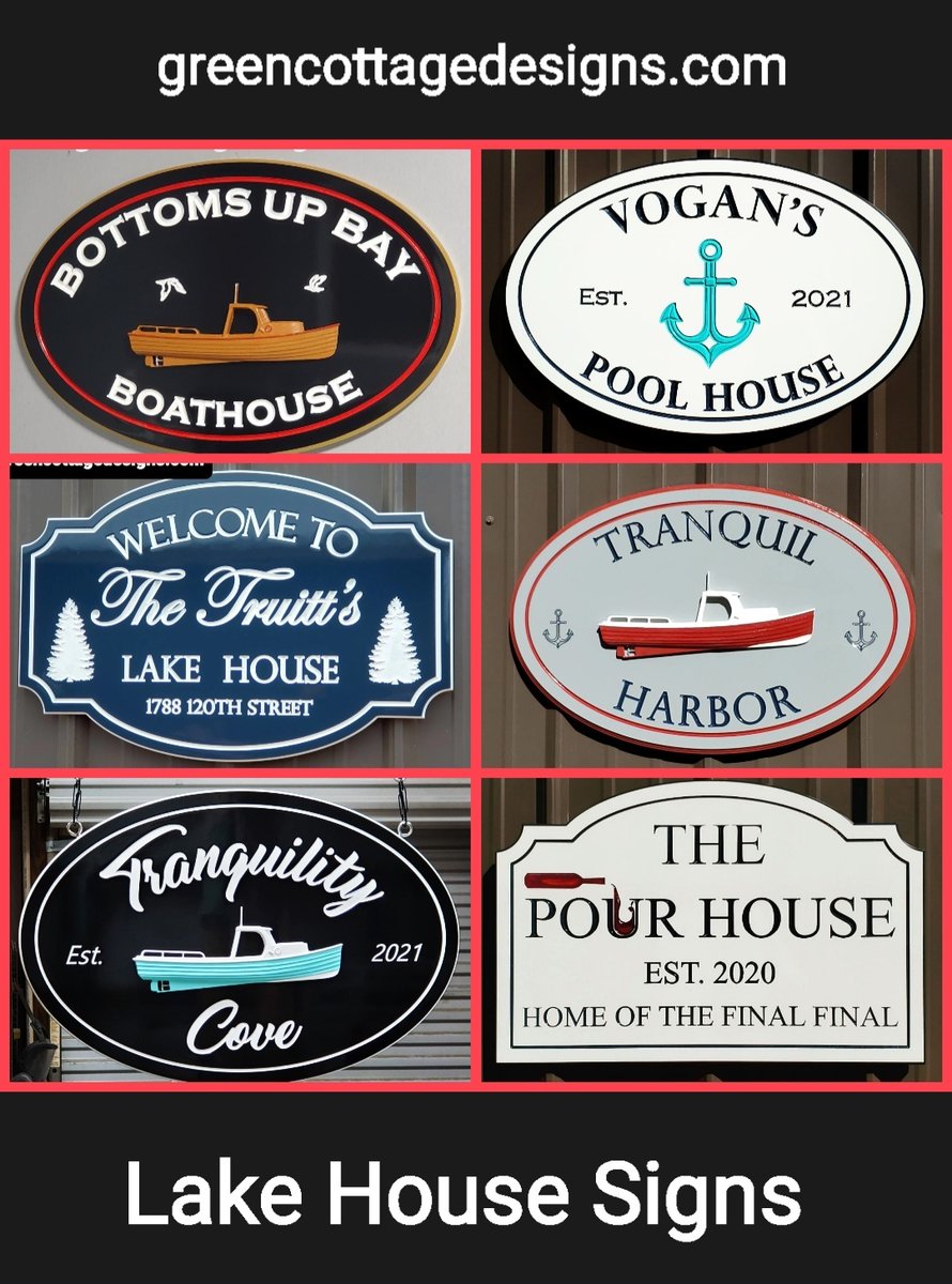 cottage_green's tweet photo. Nautical Boat Themed Signs by https://t.co/mxWEx0l0jL Solid PVC Custom Outdoor Signage #Boat #NauticalSign #Lakehouse #GreatLakes #LakeGaston https://t.co/9qtS14yYaf