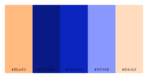 ColPaletteBot's tweet photo. Beep beep, here's a pretty color palette for you!
color-scheme.js parameters used:
- hue: 248
- variation: default
- colors: #ffba80, #091a86, #0d25bf, #8898ff, #ffdcbf
Have a lovely day!
#twitterbot #colorpalette #colors #palette #prettycolors https://t.co/4VeBs8iRk4