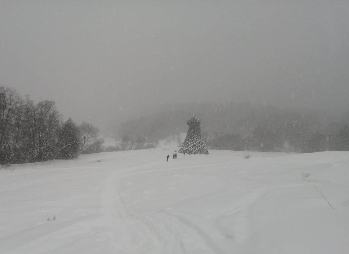 francis_scarr's tweet photo. Finally made it to Nikola-Lenivets art park after two and a half days ski trekking through Kaluga Oblast https://t.co/vwSZCRwepD