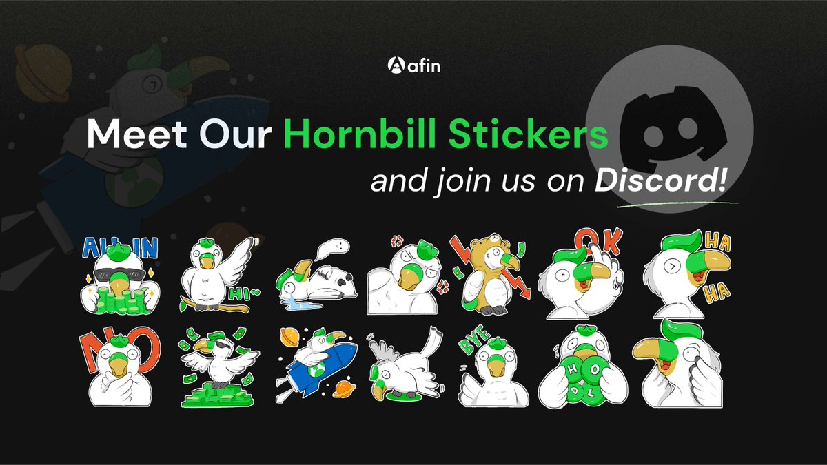 AfinCoin's tweet image. Who loves Hornbills? AFINions do! ✨ 
.
Meet our new stickers and stay updated on our upcoming giveaways, events and initiatives on our Discord! 🚀 
.
📢 Join us on Discord ➡️ bit.ly/3psf9gJ 
--
#AFIN #afincoin #Asianfintech #GreenBitcoin #GreenBTC #Cleanenergy