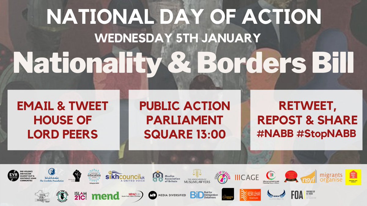 MABOnline1's tweet image. 🚨 Today the Nationality &amp;amp; Borders Bill arrives at @UKHouseofLords, here's what you can do 👇🏾

#STOPNABB 
#NationalityAndBordersBill