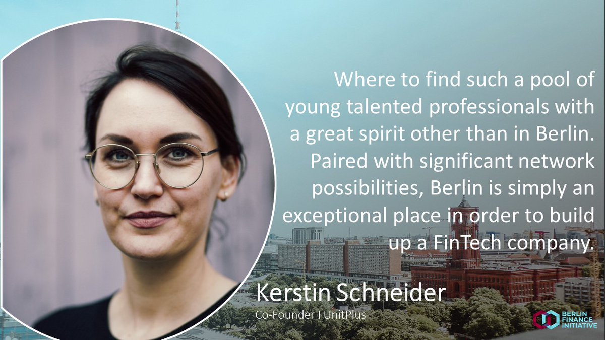 berlin_finance's tweet photo. #WhyBerlin - today with #KerstinSchneider, Co-Founder of @UnitPlus_eu, on why Berlin is the place to found &amp; build a fintech.
Also, we are happy to welcome UnitPlus as new member of the BFI!
#BerlinFinance #FintechCapital
@germanyfinance @BerlinPartner @GTAI_com  @dehubinitiative https://t.co/gToge34s8a