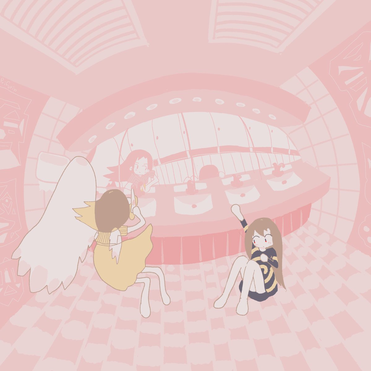 Unexpected meeting - a fanart of @pantsu_ripper 's characters 👼🗿