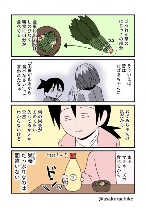 ほうれん草のはじっこの部分 