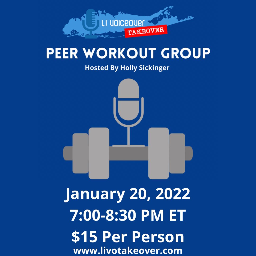 SickingerHolly's tweet photo. The date for our January Peer Workout is set! Don’t miss the chance to learn, meet some new people, and have some fun in the process. Check out @VOTakeoverLI or https://t.co/rhfHT1a6gk to sign up. #voiceover #vo #peerworkout #voiceactor #voicetalent #voiceoverartist https://t.co/bAGyXqMUTO