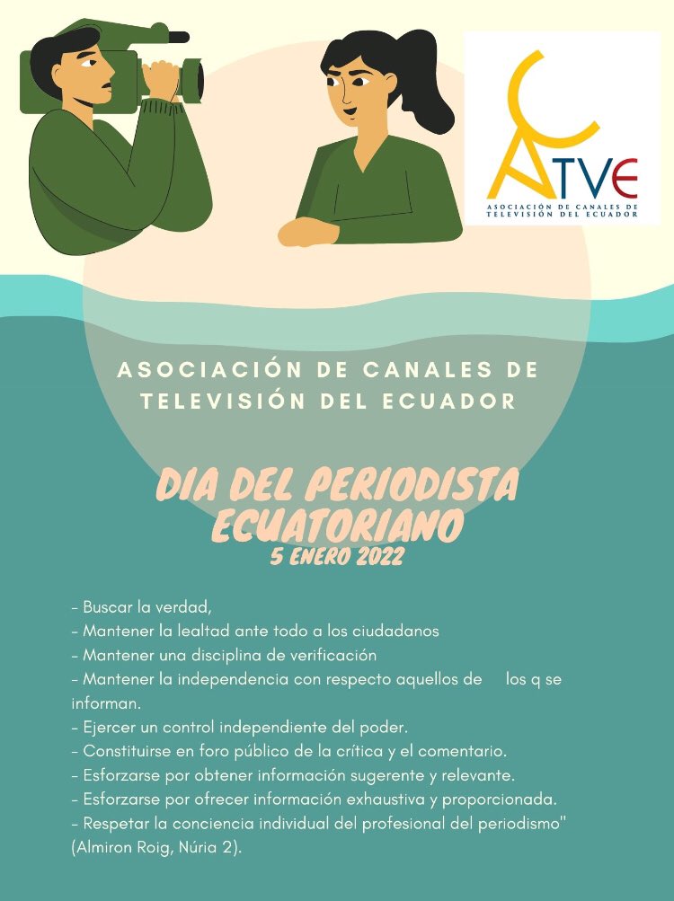 ACTVE_Ecuador's tweet photo. Día del Periodista ecuatoriano - 05 Ene 2022 https://t.co/XCublw7bcQ