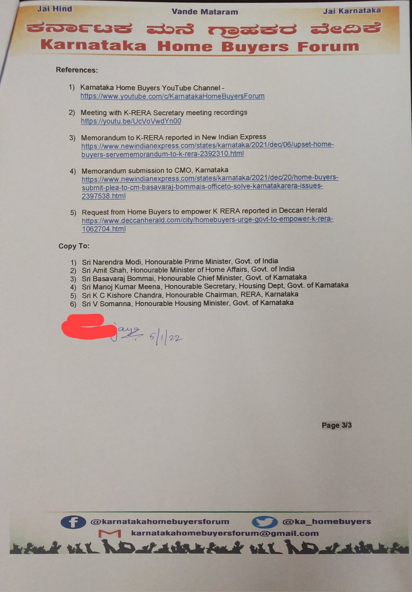 KA_HomeBuyers's tweet photo. Dear @JManjunathIAS Sir, please help #home #buyers by supporting #RERA by implementation as per guidelines. Sent through #IndiaPost
#SAVERERA to #SaveHomeBuyers
@VSOMANNA_BJP @CMofKarnataka @csogok @PMOIndia @AmitShahOffice @donne_va @Secretary_MoHUA @_naveenm @OfficeRera https://t.co/yFx1FRP9hu