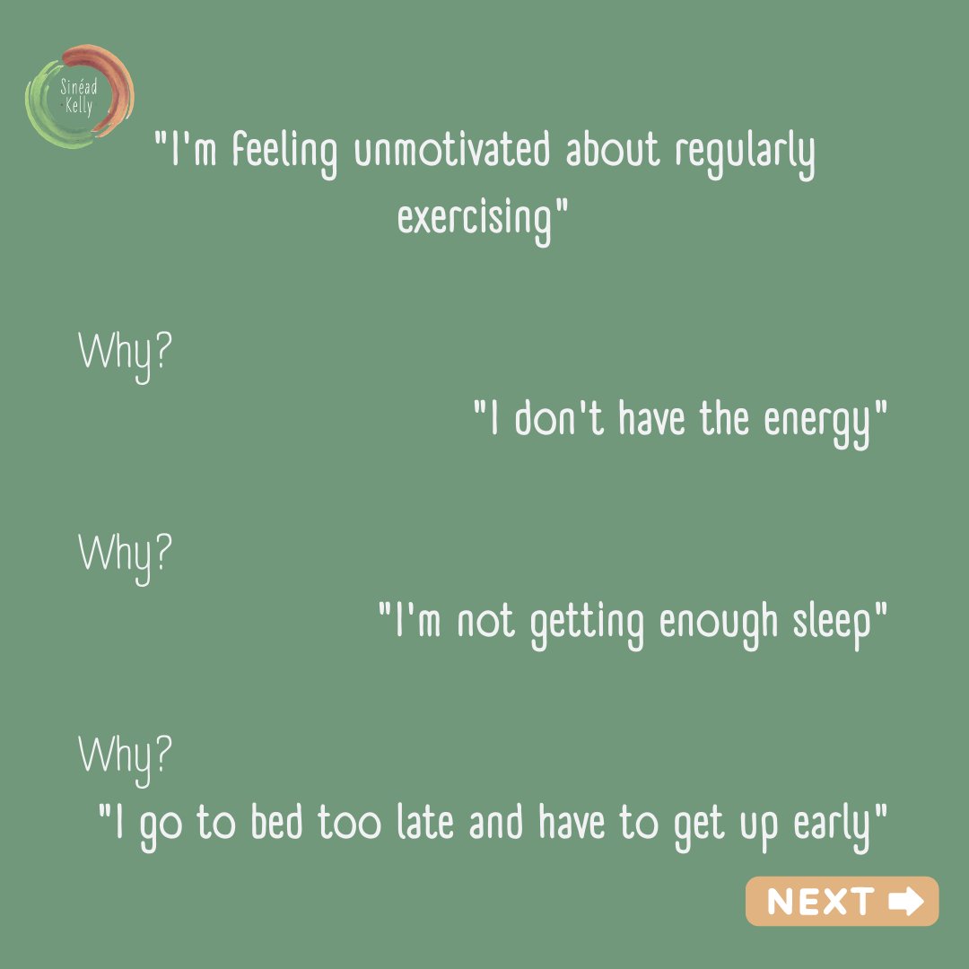 SineadKCoach's tweet photo. Many things can affect our motivation. 1 technique that can be helpful is "5 Why's" Let's look at an example of this in action for motivation to exercise with a solution at the end.
#selfhealth #coachingpyschology #motivation #sleep #exercise #newyearsresolutions #2022resolution https://t.co/WrH2r4fSdg