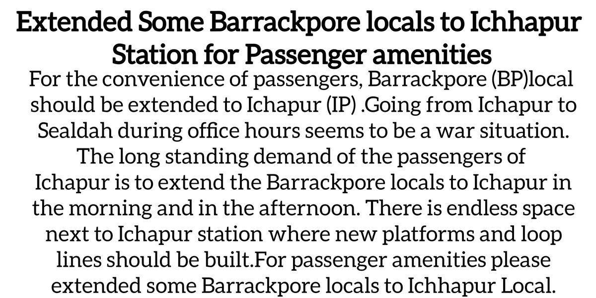 Asit3699's tweet photo. For Passenger amenities of Ichhapur (IP) Station, some Barrackpore(BP) locals should be extended upto Ichhapur(IP) Station in rush hour. 
@ArjunsinghWB @RailMinIndia @EasternRailway @drmsdah @AshwiniVaishnaw @MamataOfficial @narprail @RailMadad https://t.co/JJycgL1zQT