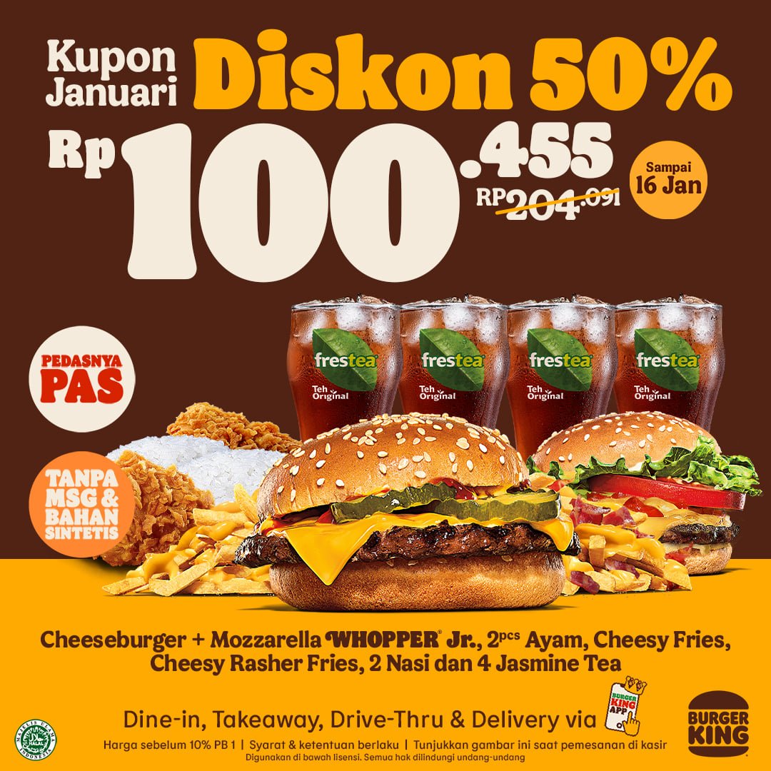AkuSukaRacun's tweet photo. KUPON BURGER KING JANUARI 2022🍔👑 https://t.co/WnqgF3jpa1