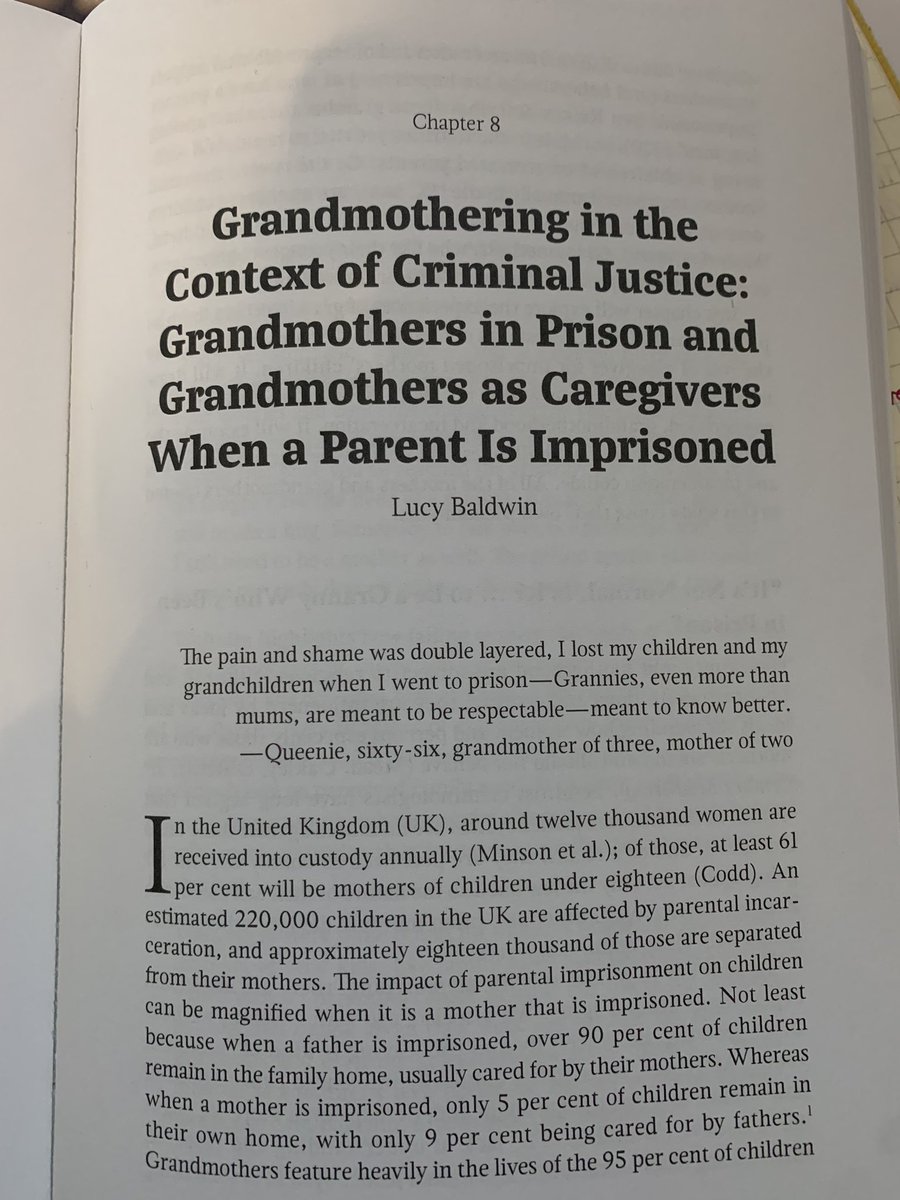 LucyBaldwin08's tweet image. This arrived this morning.Grandmothers, often central to family life, imprisoned themselves or are ‘outside’ caring for children-this chap explores both experiences @WomenFamilyCri1 @Prisoner_Family @GrandparentingA @kinshipcharity @ChildrenHandS @NicolaAHarding @FamiliesOutside