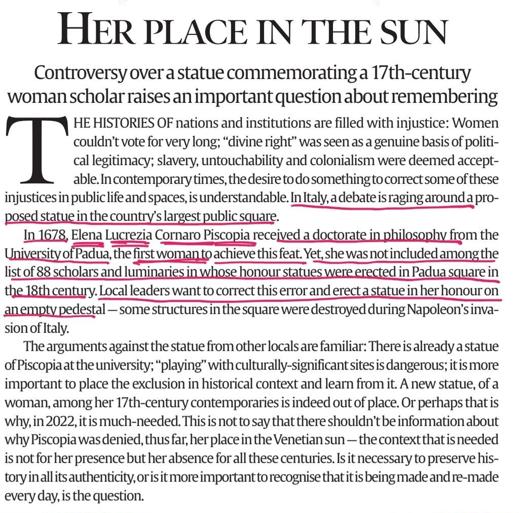 imRavikantYadav's tweet photo. #news on #women issues #empowerment
Recognising the Value of Housework #DomesticWork Need fr Legislation
Congratulations @PreetChandi10 Mam on ur solo trek to #southpole
Debate in #Italy over statue of #Piscopia in the Country's largest Public square
#UPSC
#currentaffairs https://t.co/qDk0u3QJj7