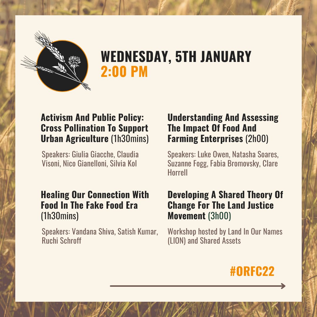 ORFC's tweet image. ORFC22 starts today! 🌾

We are so excited to be kicking the event off with a fantastic line-up of speakers, from the UK and beyond. Sessions will start from 2pm - swipe to find out what’s on this afternoon!

Tickets are available throughout: tickettailor.com/events/oxfordr… #ORFC22