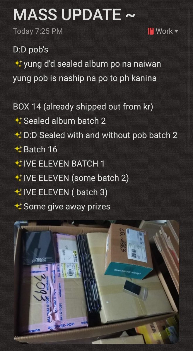 ArtOfSeoulPH's tweet photo. #AOSUpdates @ArtUpdate

MASS UPDATE AS OF JAN 5 ~

Thankyou so much for trusting @ArtOfSeoulPH ✨ Looking forward sa boxes natin specially yung d:a estimated 3 jumbo box🥺 if you have any concerns or inquiries kindly dm @ArtUpdate. Thankyou and Godbless🤍 https://t.co/GHjSiZNnCg
