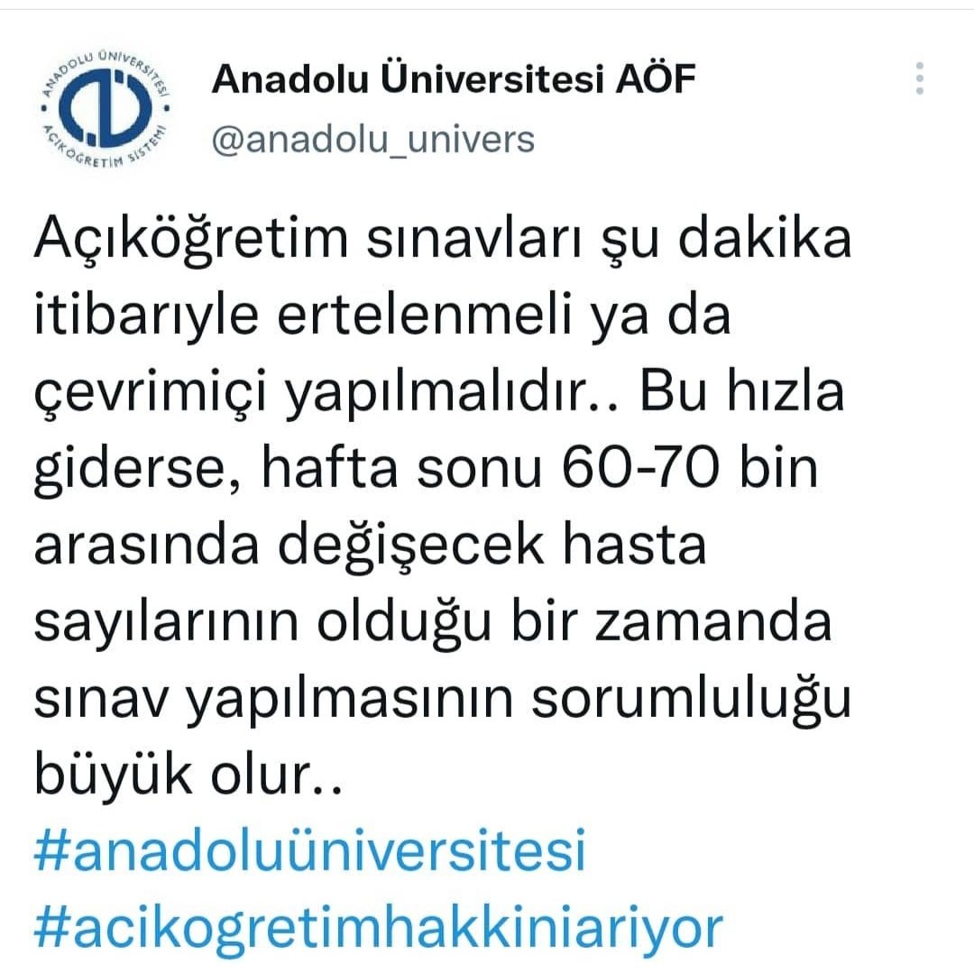 Covitli biri olarak iletiyorum. Sınava gireceğim.  Bunun sorumlusu ben değilim.  #AnadoluUEniversitesi #acıkoegretımhakkınıarıyor
