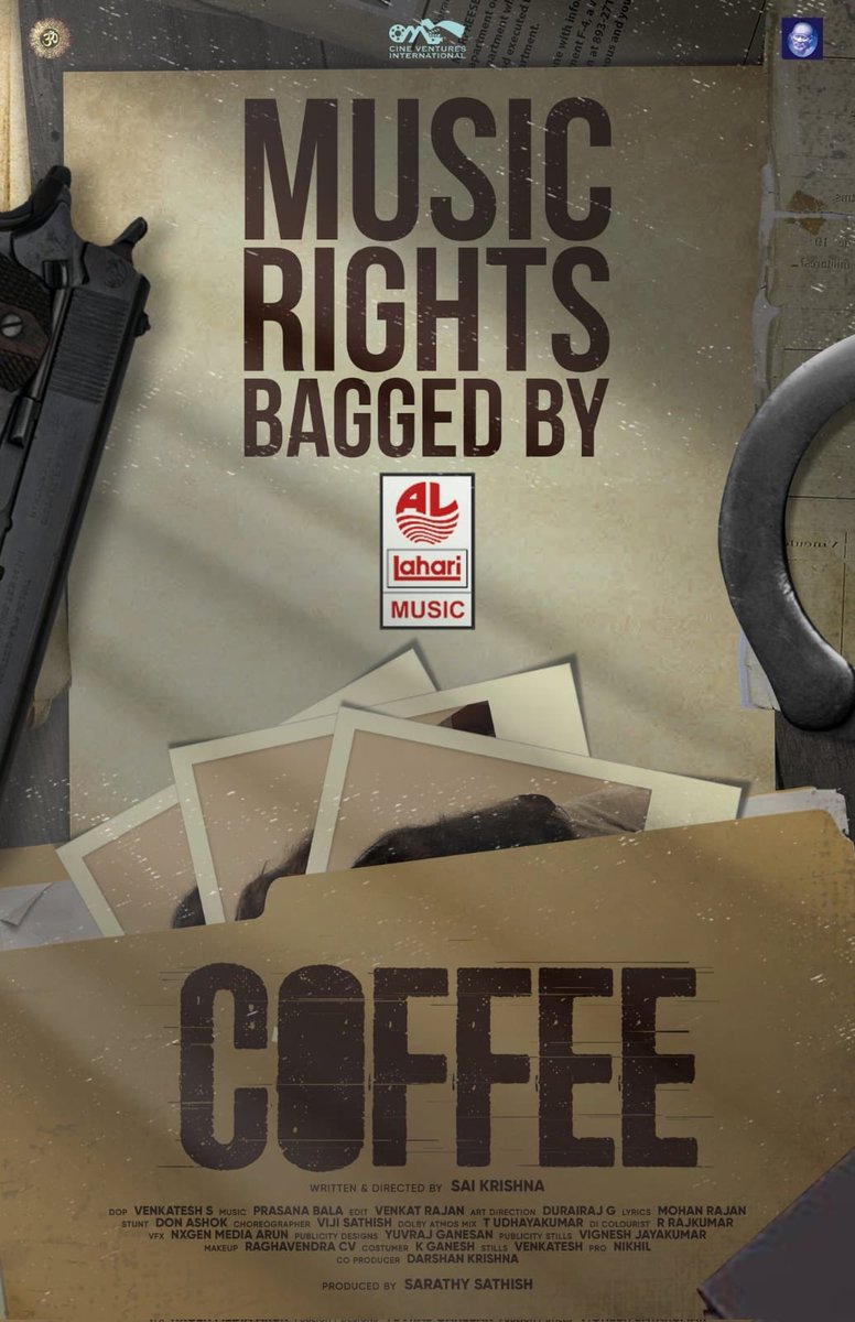 #Coffee ! Music Rights Bagged By #LahariMusic !
#OmCineVenturesInternational ! #SarathySathish ! @IamIneya !
#CineTimee !