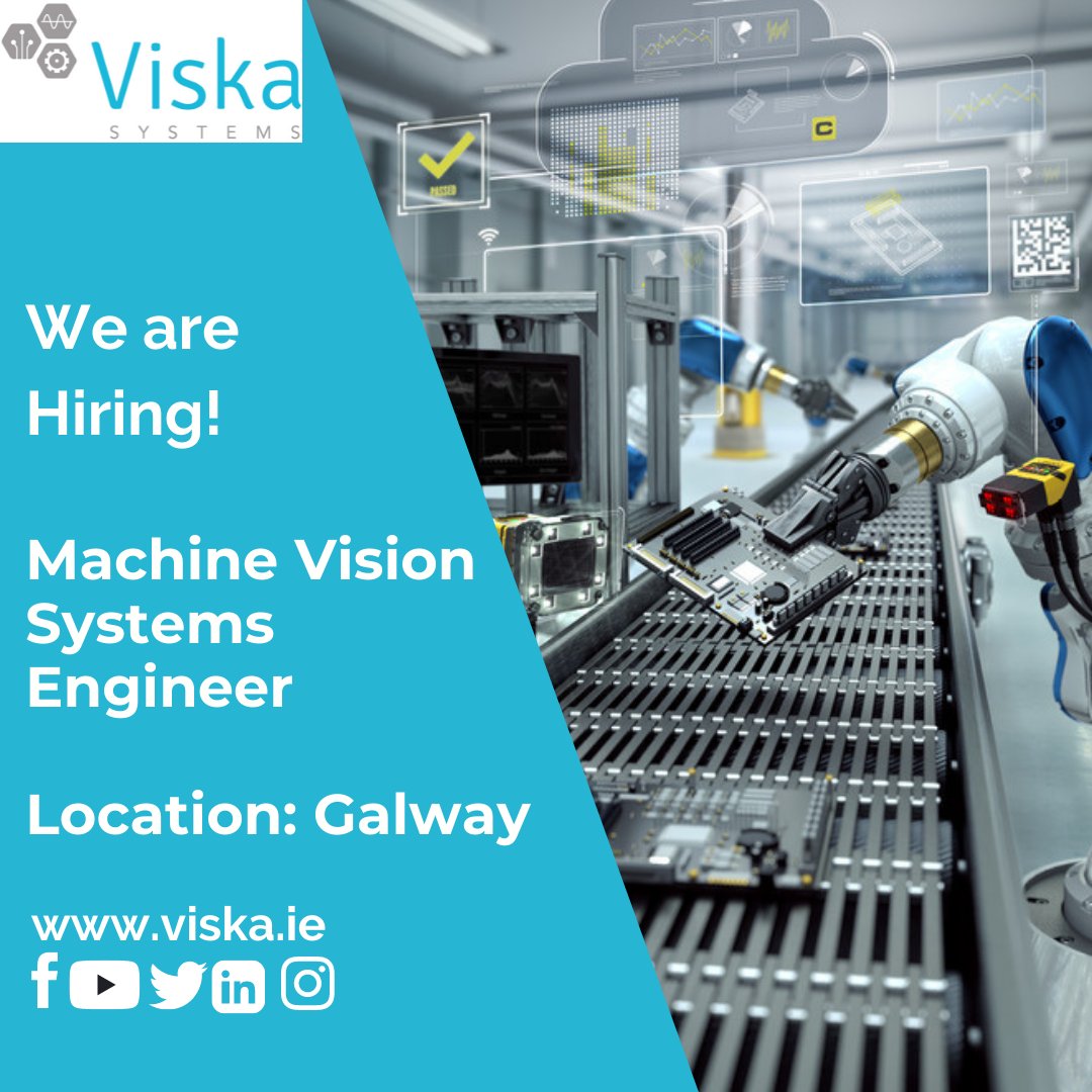 ViskaSystems's tweet photo. WE ARE #HIRING 📣
We are currently looking for a #MachineVisionSystems #Engineer to join our team at #ViskaSystems. This role is based in our new #Galway office.
A full job description is available here: https://t.co/qRv15MnNyN
#jobfairy #recruiting #opportunity #technology https://t.co/Wl2KVnjOZr