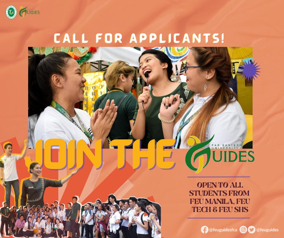 feuguides's tweet photo. The FEU Guides reopens its doors this 2nd semester for aspiring tour guides who want to be ambassadors of FEU’s history and heritage. https://t.co/GvOa9JrVxq