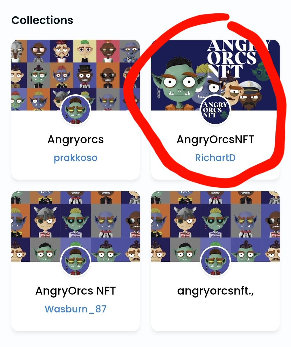 NftOrcs's tweet photo. As our #NFTCommunity growing, unfortunetly number of fake collection growing with it.

If you gonna look for AngryOrcsNFT, search for one it's in red circle.

@NftOrcs

#NFT #NFTs #NFTcollectibles #nftcollectors #angryorcs https://t.co/CVhLNrfjNw
