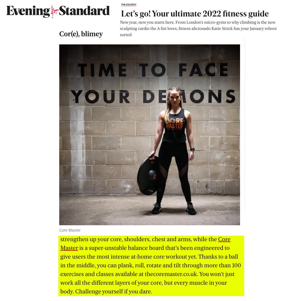 AlexBernstein0's tweet photo. Great feature for Core Master in @EveningStandard 

https://t.co/OQD4e4qCZ2

Building Strength, Stamina &amp; Stability

#coremaster #strength #stamina #stability #fitness #plankworkoutkout #lifestyle #crossfit #healthy #personaltrainer #muscle #sixpack https://t.co/A0r6ofynyJ