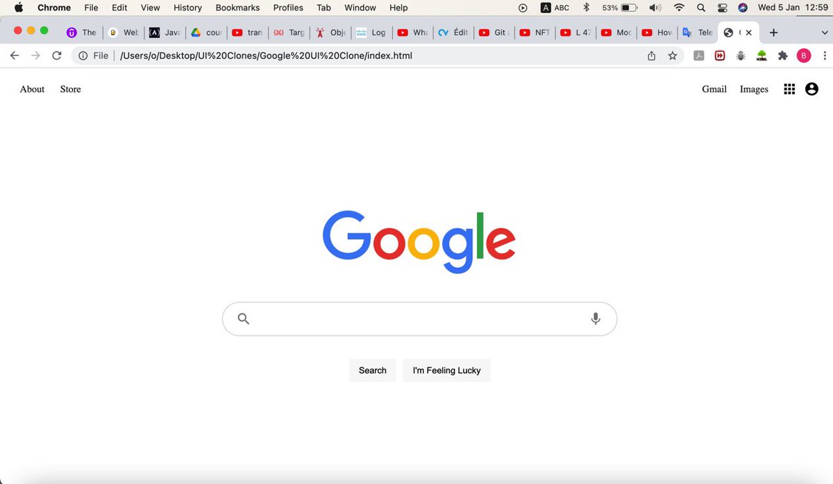 codewithbismark's tweet image. Day 27 / #100DaysOfCode 

Google UI Clone using HTML &amp;amp;CSS
Still working on the JavaScript to make it a bit interactive.