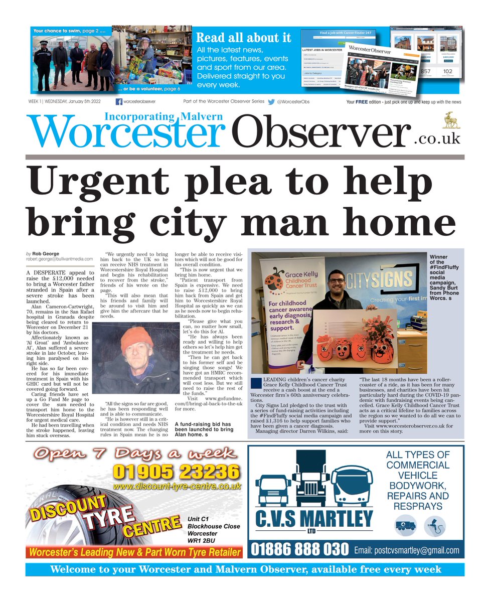 WorcesterObs's tweet photo. Hello #WorcestershireHour - Rob here with today's Worcester Observer front page. You can read it online at https://t.co/2a2cW0biZE https://t.co/QV0kzcFz1N
