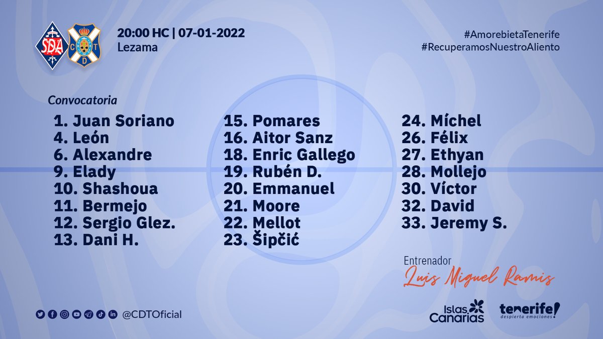 CDTOficial's tweet photo. 📝 Convocatoria #blanquiazul para visitar a la #SDAmorebieta 

ℹ️ https://t.co/KV6WDgyoWa 

#AmorebietaTenerife #RecuperamosNuestroAliento #CentenarioCDT https://t.co/vnopFcpxd6