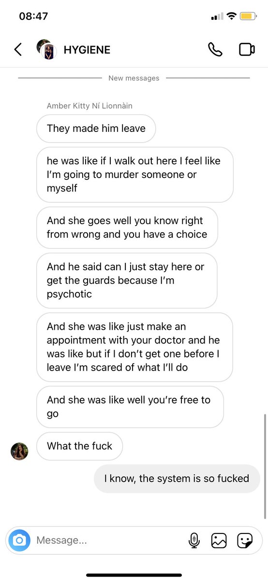 NicLiamo's tweet photo. My sister was in hospital last night (she’s grand, had concussion) and a fella there who had called the guards on himself cos he was have violent and delusional thoughts. He said someone had planted something in his brain. They brought him to A&amp;E. They then sent him on his way https://t.co/aphW6evMWh