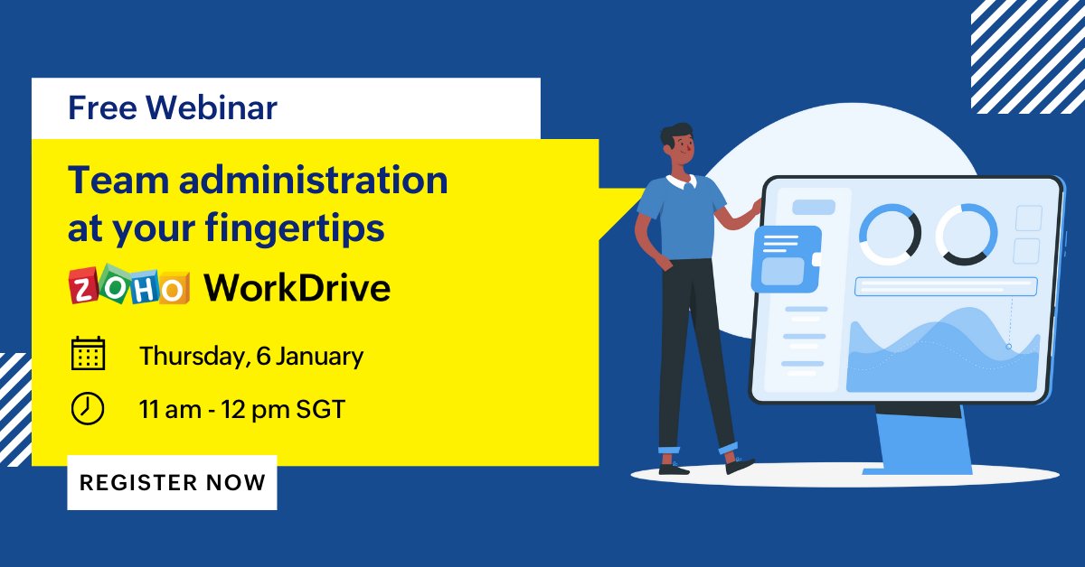 ZohoWorkDrive's tweet photo. Finding it difficult to manage your remote teams? Don't worry: WorkDrive can help. Join our free webinar to learn how to manage your team more efficiently as an admin. 

Register now: https://t.co/6G0bQsJgAw   

#Zoho #WorkDrive #APACWebinar https://t.co/WRRr1Nhqcz