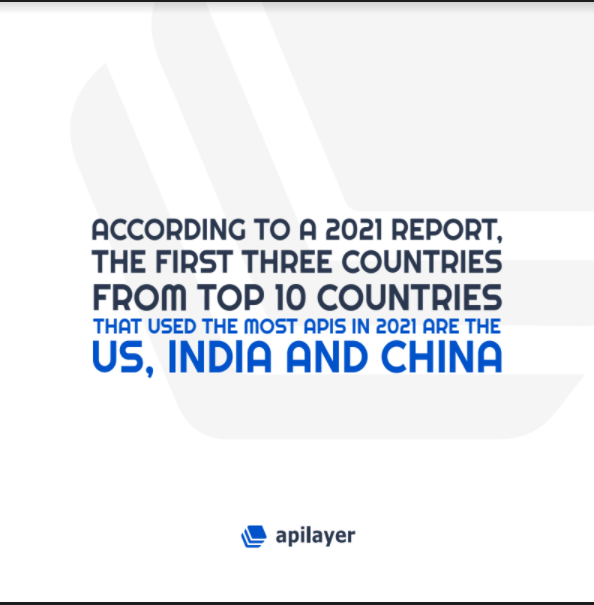 apilayer's tweet image. Now that 2021 is over, do you think this trend will continue in 2022 too? Where are you based and do you use APIs? We would love to hear from you in the comments!
#API #applicationprograminterface #applicationdevelopment #applicationdeveloper #programming #technologies