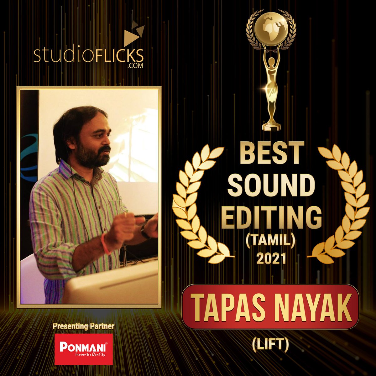 ArmyKavin's tweet photo. , #StudioFlicks has appreciated our #Lift movie technician #TapasNayak for his excellent work in "Sound Editing" 🔉🥁👏for gave us the theatrical experience in OTT 💫✨
#Kavin • #AkashVaani • #OorKuruvi https://t.co/kN2eqwchK3