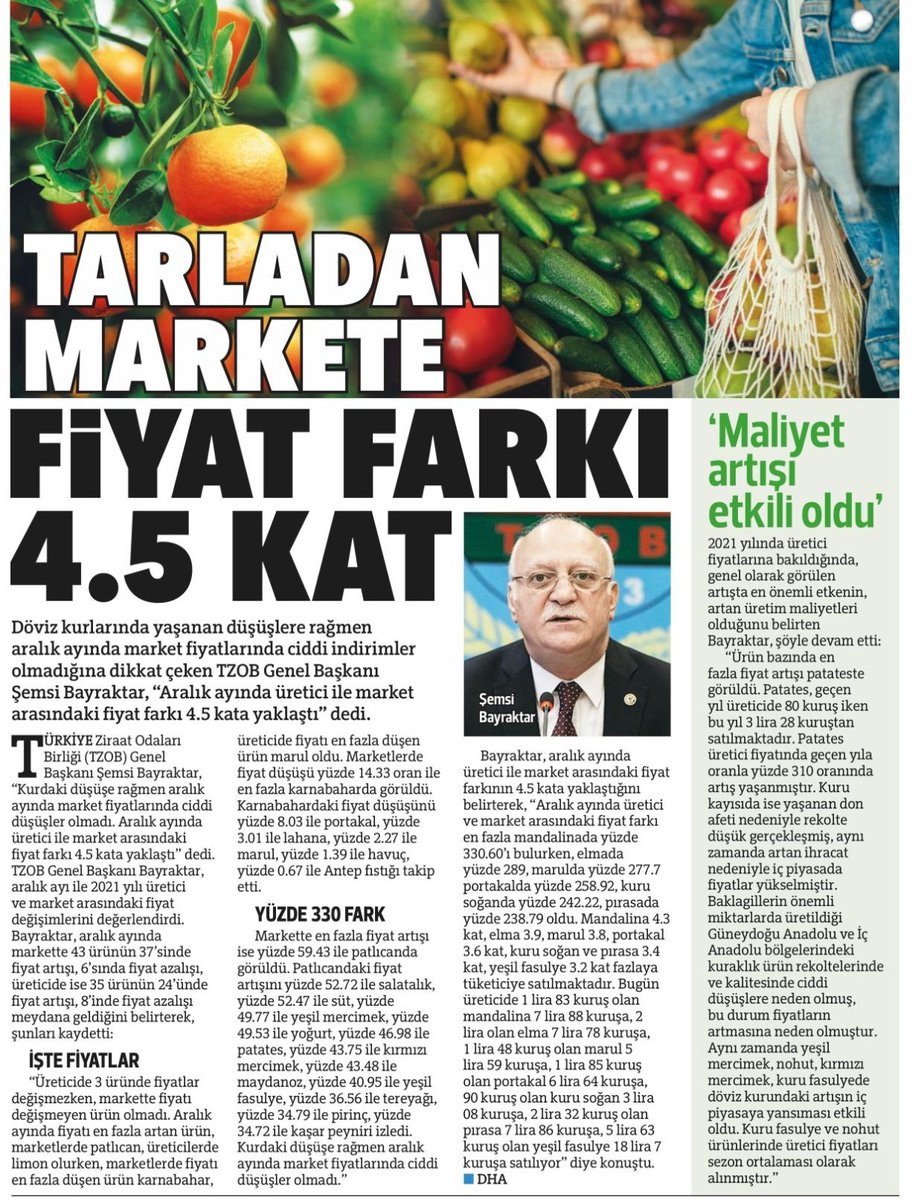 semsibayraktar's tweet photo. Aralık ayı üretici market fiyatlarına baktığımızda kurdaki düşüşe rağmen market fiyatlarında ciddi düşüşler yaşanmadığını gördük. Aralık ayı ve 2021 yılı üretici market fiyatlarını değerlendirdiğim basın açıklamasıyla ilgili gazetelerde çıkan haberler. https://t.co/wZmeEviGun