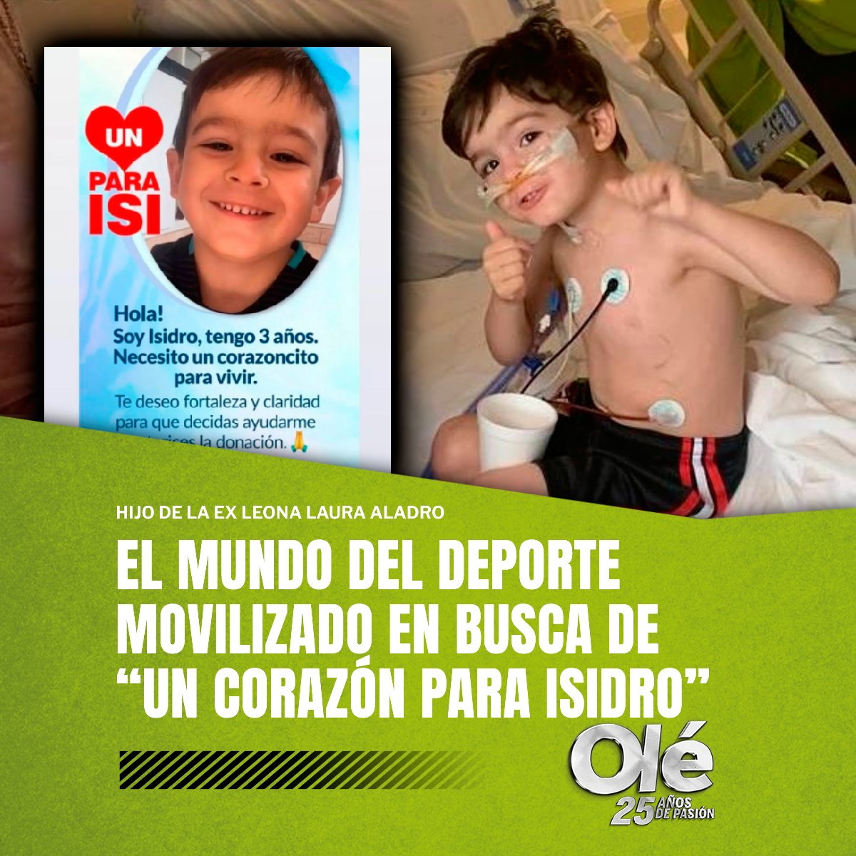 DiarioOle's tweet photo. 🙏💙 El mundo del deporte se vio conmovido por la noticia de la afección cardíaca que padece Isidro Gastaldi Aladro, hijo de la ex Leona Laura Aladro

🤳 Scaloni, Aymar, Dibu Martínez, Pico Mónaco, Zanetti y Belén Succi fueron algunos de los que compartieron sus mensajes de apoyo https://t.co/lqsInxGTMM