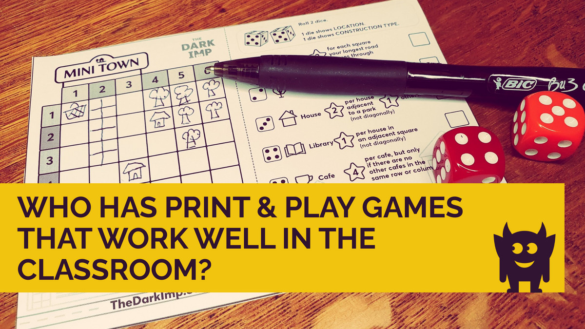 I'm planning a special Print &amp; Play episode of The Game School on Teacher Hug Radio. Which publishers or designers have great PnPs that work really well in school? Send me your suggestions. I'll enjoy the research! Top picks will be shared on the show. #PnP #Teaching #BoardGames