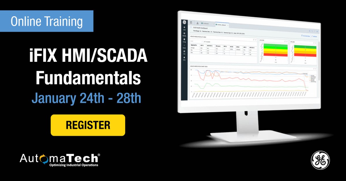 AutomaTech_Inc's tweet photo. The @GE_Digital HMI/SCADA iFIX Fundamentals online course on January 24th - 28th is designed to provide a good working knowledge of iFIX. All major features are covered, from project configuration to data acquisition and visualization. 
 
Register here: https://t.co/xX6cdmXzUI https://t.co/BziEgfG10L