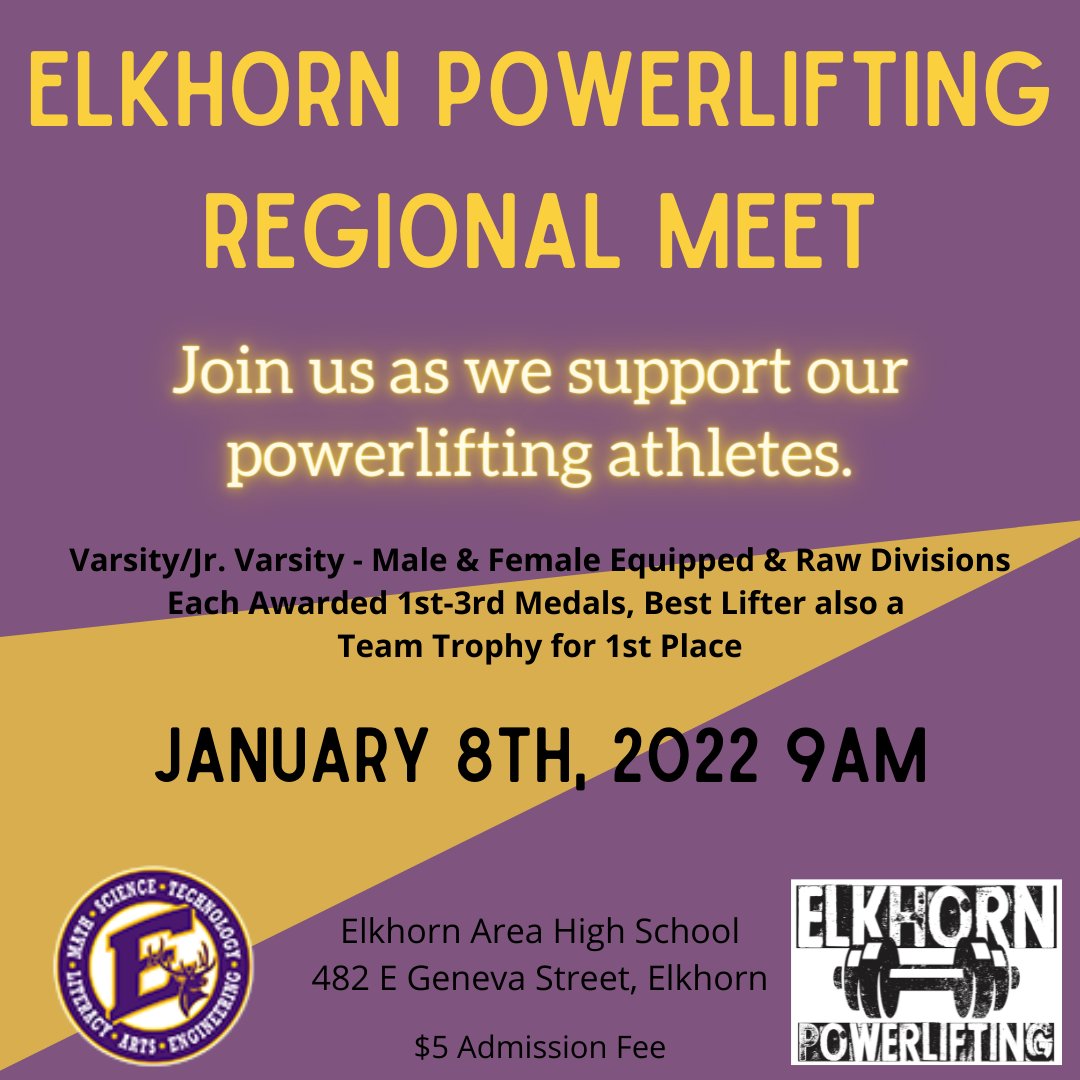 Elkhorn Powerlifting Regional Meet on Saturday at EAHS.  #goelks