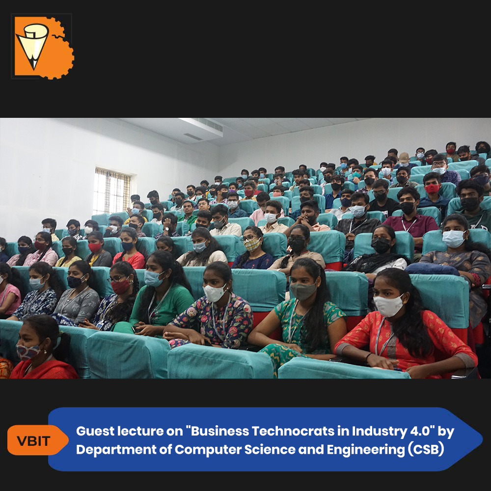 VBITHYD's tweet image. Department of CSB organised a guest lecture on &quot;#BusinessTechnocratsinIndustry4_0&quot; on 5th January 2022. The event was addressed by Dr. K Sharath Babu
Visit Us : vbithyd.ac.in
#DepartmentofComputerScienceandEngineering #CSB #Organising #GuestLecture