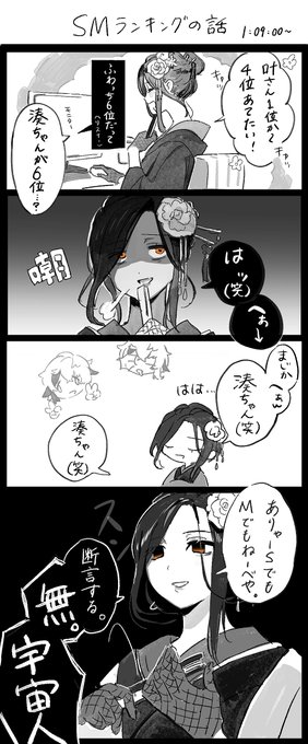 SMランキング、不破の順位に関する巴さんの反応すき。飛び火してグウェルさんも宇宙人認定されていくのおもろいんだ…  #巴絵 