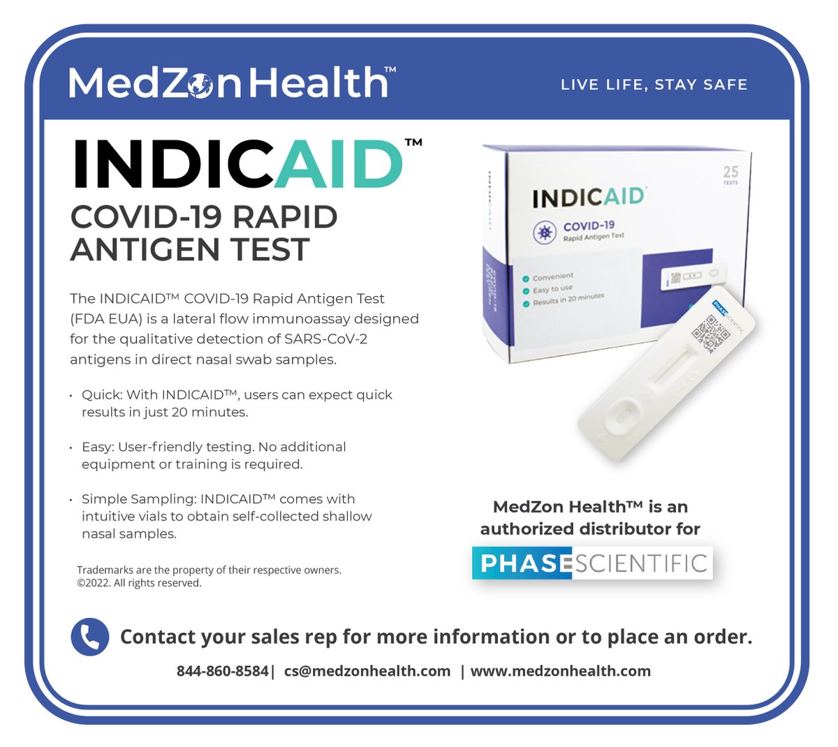MHealthtm's tweet photo. Our MedZon Health™ team is on standby to assist our partners with securing PPE and testing supplies. 

Test kit supplies are currently in high demand and are committed to customers quickly. Contact us today to secure your shipment for INDICAID Rapid COVID-19 test kits. https://t.co/0DH5YSw0fn