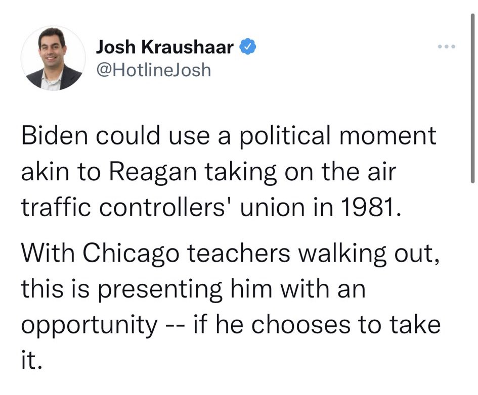 “Reagan viciously busting the PATCO strike, pummeling the working class, and sending organized labor into a brutal decline for the next thirty years was good actually and we should do it more” is just the most incredibly nasty, stupid take
