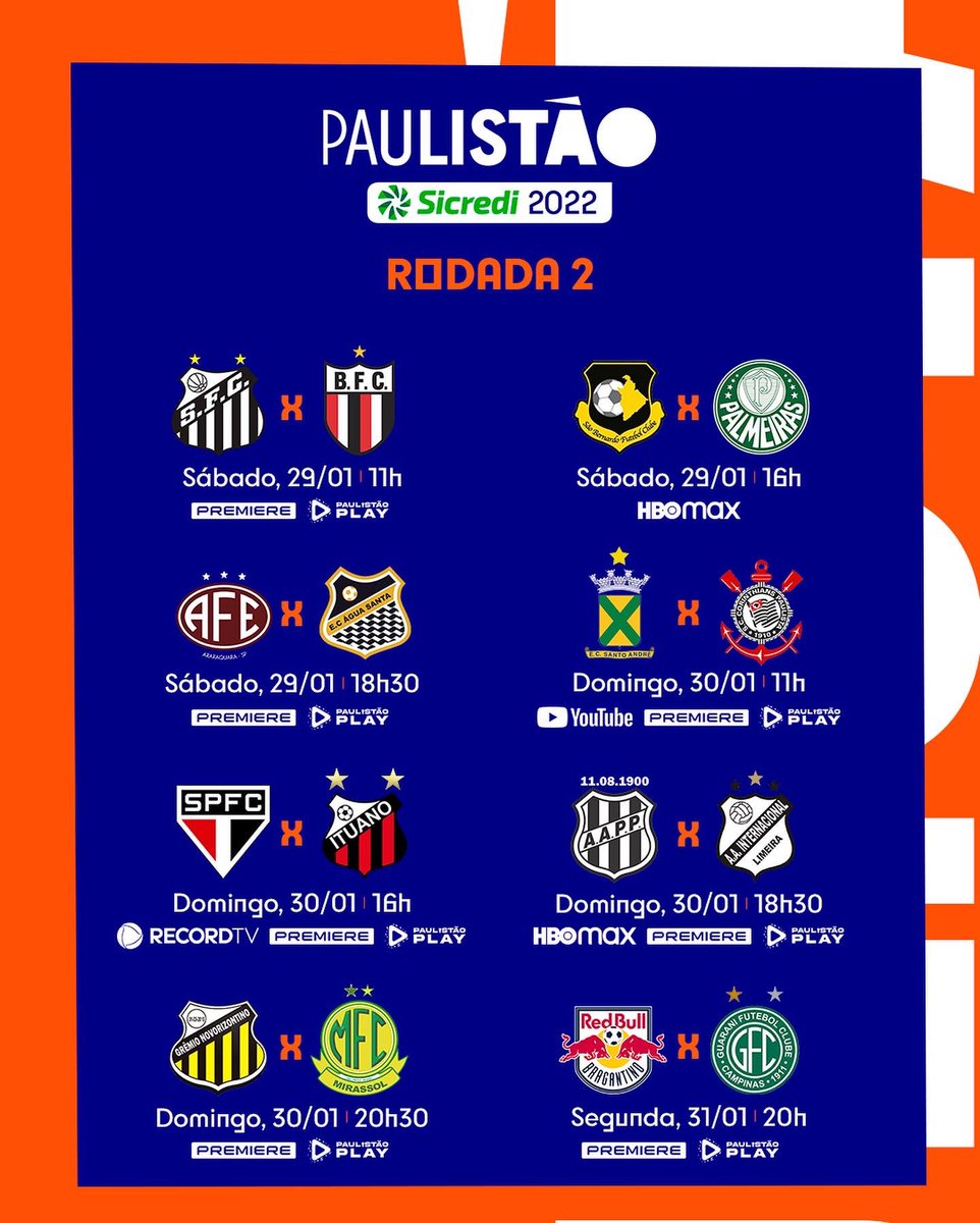 Paulistão on X: A TABELA DO PAULISTÃO SICREDI 2022! Confira quando o seu  time estreia e saiba onde assistir (opção é o que não falta 😉)  #Paulistão2022  / X