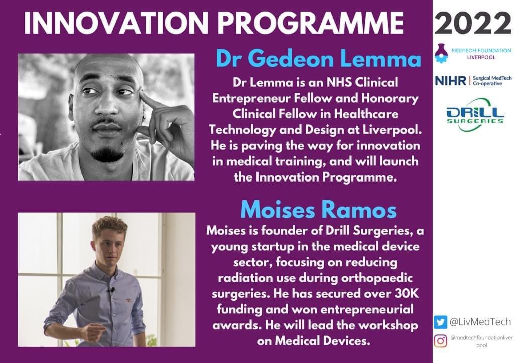 LivMedTech's tweet image. 🚨1 week until our innovation programme begins🚨

6, weekly talks on the fundamentals of MedTech innovation. 

For our second talks Moises Ramos, founder of drill surgeries will be leading a medical devices workshop. 

All sessions are online and completed FREE to attend!