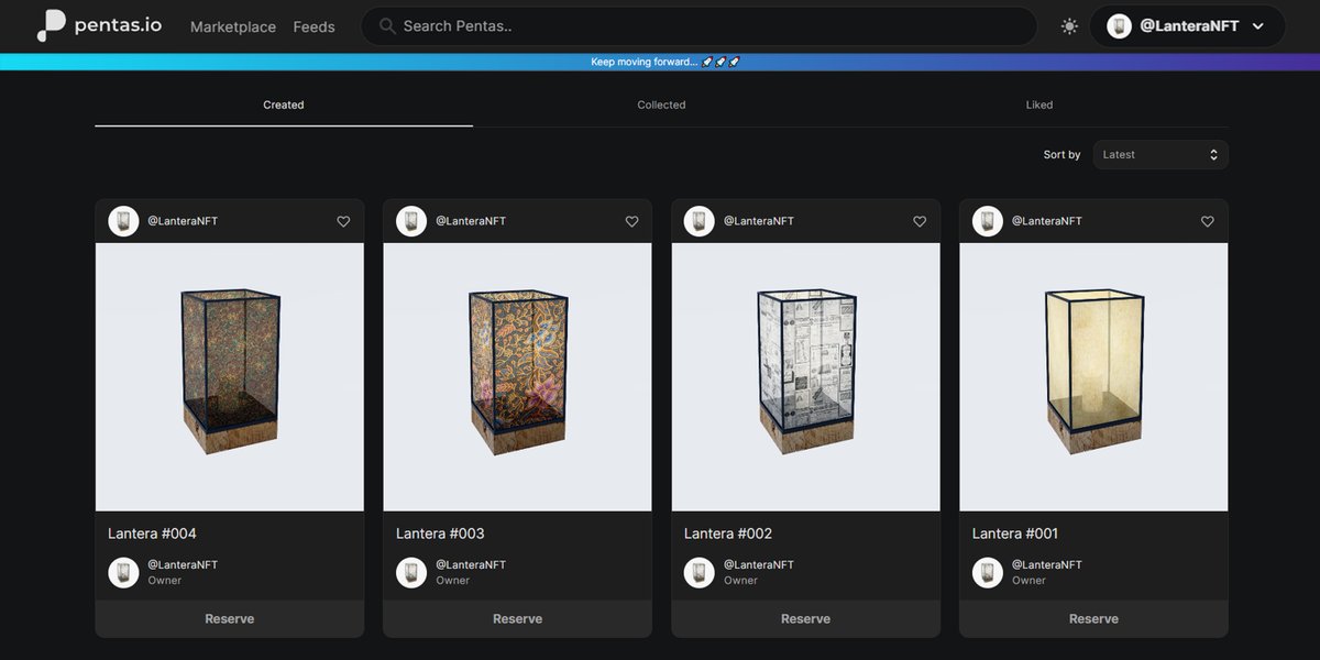 Hi everyone! This is Lantera NFT, a new NFT creator on Pentas.io. Check out my lantern arts on pentas and hopefully I can get support and guidance from all of you senior creators on this platform. RT is very much appreciated 🙏

app.pentas.io/user/LanteraNFT