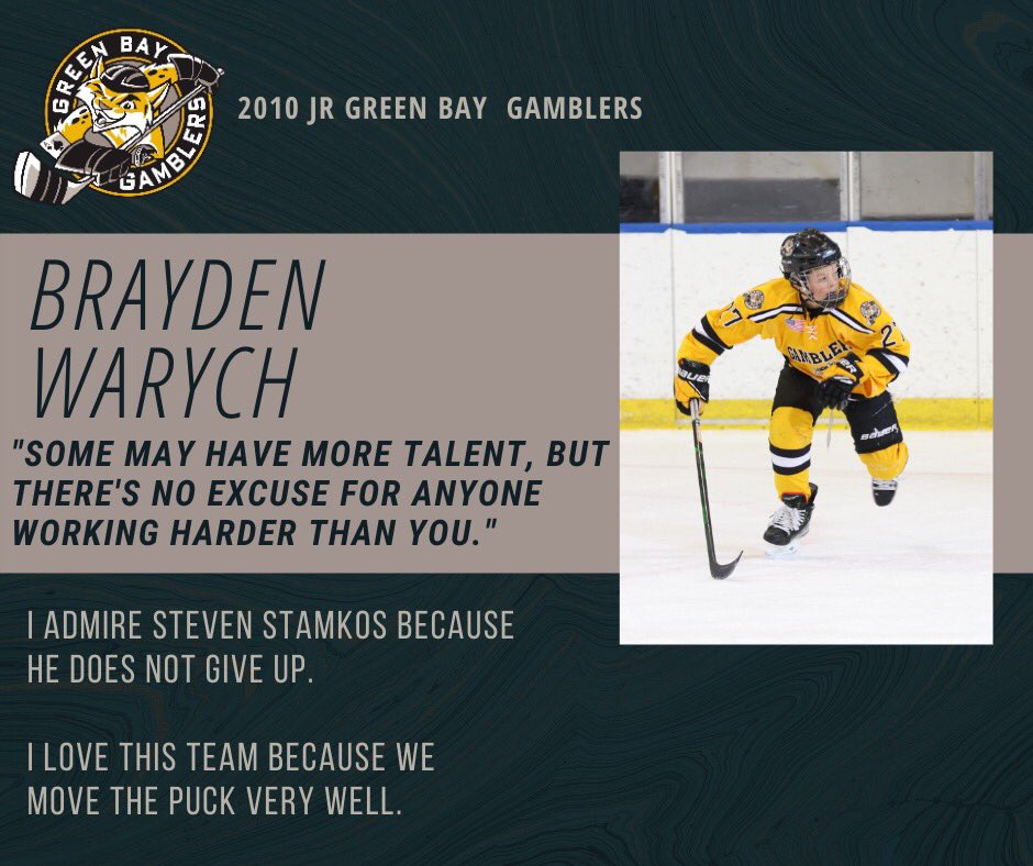 2010JrGamblers's tweet photo. Meet the 2010 Jr Green Bay Gamblers - Brayden Warych  #team #WeAreAllIn https://t.co/ZDkSaZJBHz
