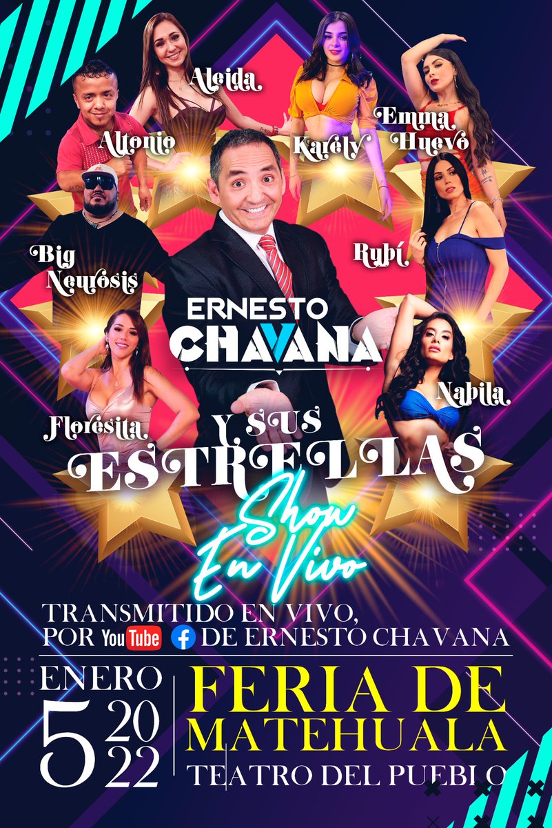 ErnestoChavana's tweet photo. Hoy pausamos #ElShowContinua para esta gran sorpresa para TODOS 

El espectáculo 2022 será transmitido por #FacebookLive 😍🤩🥳😎 Familia no se pierda a Ernesto Chavana y sus estrellas en un concierto espectacular !! 10:00pm tenemos una cita ¡Con el alma! https://t.co/3HTZMt0cX6