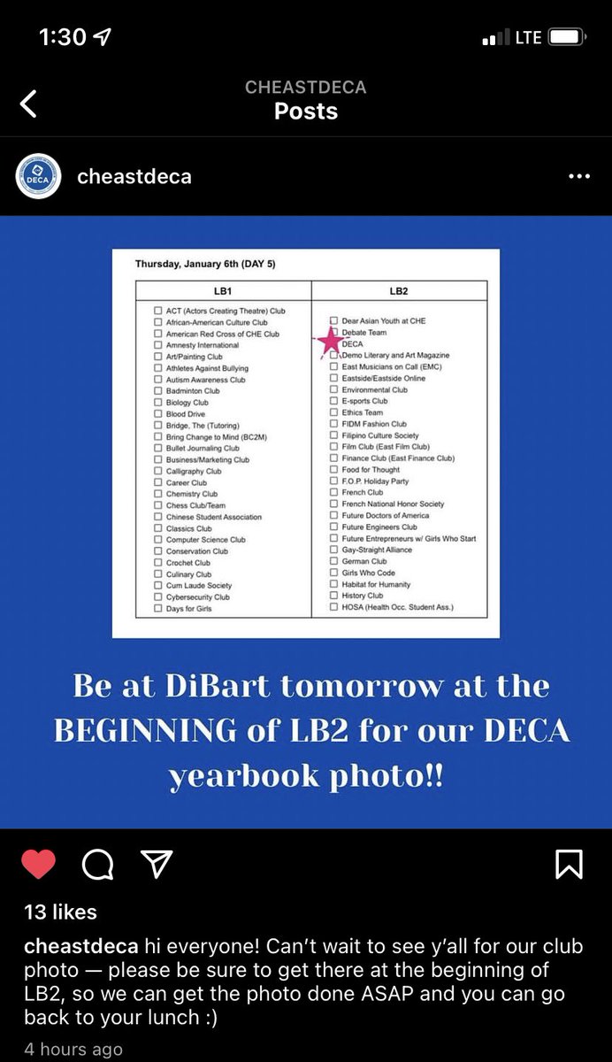 Yearbook Picture Day! Thursday 1/6 beginning of LB2 in DiBart Gym