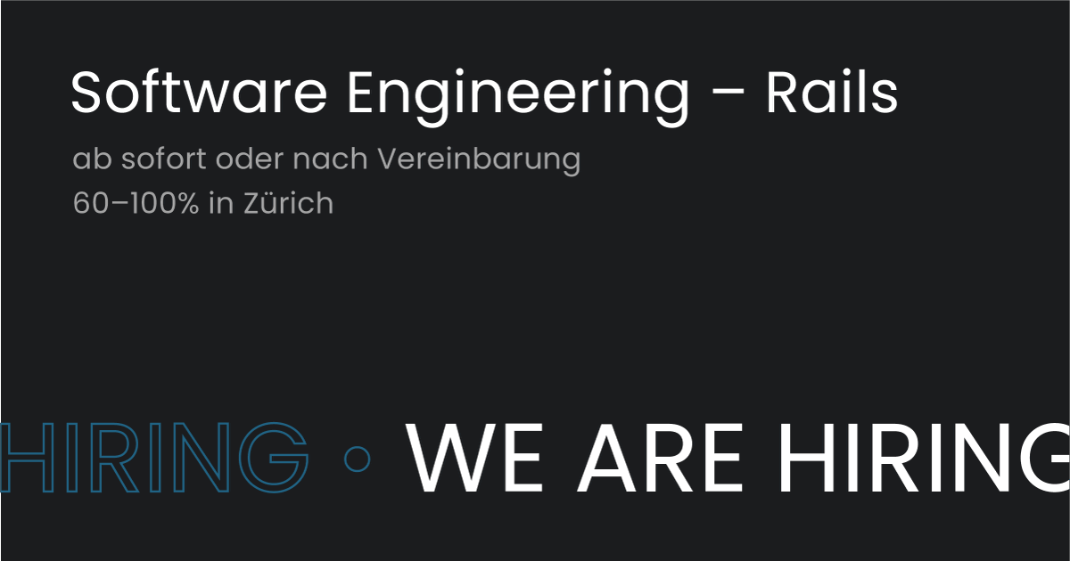 🚨 Neues Jahr, neuer Job zum Zweiten!

Sind nicht #React, sondern eher #Rails-Applikationen dein Ding?

Dann schau dir diese offene Stelle an: panter.ch/jobs/software-…

(Link zur React-Software Engineering-Stelle: panter.ch/jobs/software-…)

#OffeneStelle #JobOpening #ZürchJob #jobs