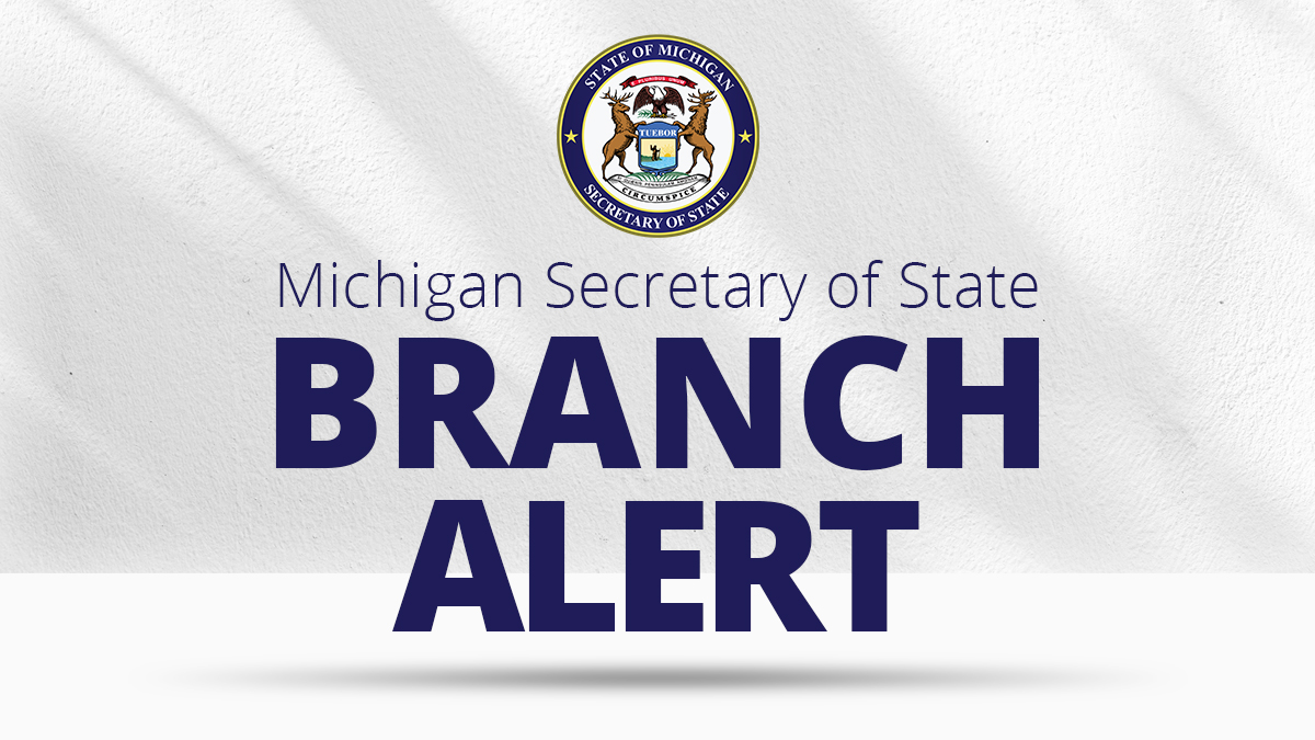 MichSoS's tweet photo. BRANCH ALERT: The #Coldwater Secretary of State office has closed until further notice. Customers are being redirected to the Hillsdale and Battle Creek offices. https://t.co/PW23o5gOYE